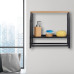 Nástenná polica s držiakom na uteráky čierna, RD24630