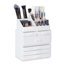 Kozmetický organizér na make up so 6 zásuvkami, biela RD24643