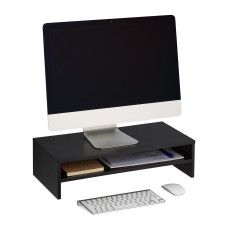 Ergonomický stojan pod monitor s policou Relaxdays – čierny (RD10047342) Ergonomický stojan pod monitor s policou Relaxdays – čierny (RD10047342)