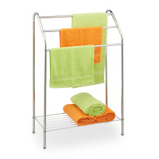 Strieborný trojramenný stojan na uteráky Relaxdays RD10047257 s poličkou – 83,5 cm Strieborný trojramenný stojan na uteráky Relaxdays RD10047257 s poličkou – 83,5 cm