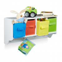 Detská nástenná polica s vešiakmi, RD0354, 61cm