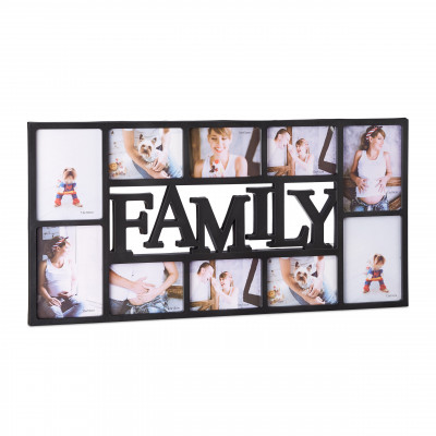 Elegantný multi fotorámik Family na 10 fotiek RelaxDays RD1854 (72x36 cm) – čierny