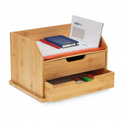 Masívny bambusový organizér na stôl RelaxDays RD39403 – 2 zásuvky, polica A4, 36 cm Masívny bambusový organizér na stôl RelaxDays RD39403 – 2 zásuvky, polica A4, 36 cm