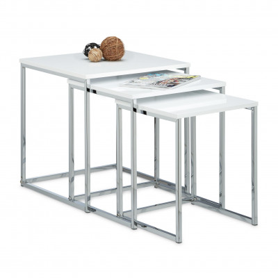 Bočné odkladacie stolíky RD0360, sada 3 ks, biela Bočné odkladacie stolíky RD0360, sada 3 ks, biela