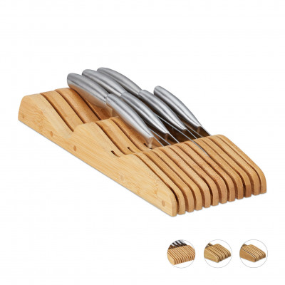 Bambusový organizér na nože do zásuvky Relaxdays – veľkosť XL (RD10020296) Bambusový organizér na nože do zásuvky Relaxdays – veľkosť XL (RD10020296)