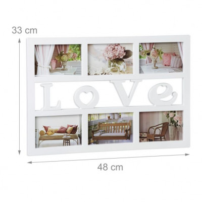 Fotorám Love na 6 fotiek, biely, gm 2432, 48x33cm Fotorám Love na 6 fotiek, biely, gm 2432, 48x33cm