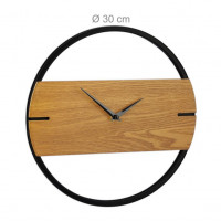 Dizajnové nástenné hodiny drevo a kov RD4281, čierne