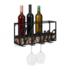 Nástenný stojan na víno s držiakom na sklo RD7428 
