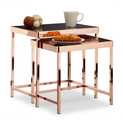 Príručný stolík COPPER v sade 2 ks RD1268 medená 