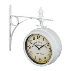 Obojstranné biele staničné hodiny Relaxdays RD10039581 s tichým chodom – Vintage style