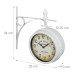 Obojstranné biele staničné hodiny Relaxdays RD10039581 s tichým chodom – Vintage style Obojstranné biele staničné hodiny Relaxdays RD10039581 s tichým chodom – Vintage style
