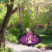 Kruhová záhradná hojdačka hniezdo Relaxdays RD10026651 – 80 cm, fialová