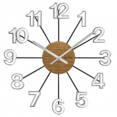  Drevené strieborno-čierne hodiny Vlaha design VCT1072, 42 cm