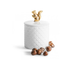 Porcelánová dóza Sagaform Winter Squirrel 5017703, biela 450ml