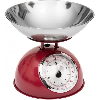 Mechanická retro kuchynská váha 5Five Retro Colors – červená, nerezová miska, do 5 kg Mechanická retro kuchynská váha 5Five Retro Colors – červená, nerezová miska, do 5 kg
