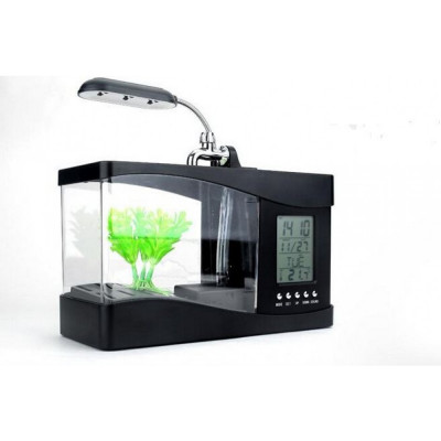 USB akvárium s hodinami s led lampou CHD4032