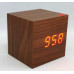 Hnedé LED hodiny s dátumom a budíkom EuB 8467, 6 cm
