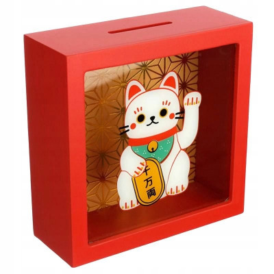 Pokladnička mačka pre šťastie Maneki Neko MB258, červená Pokladnička mačka pre šťastie Maneki Neko MB258, červená