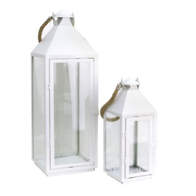 Súprava kovových lampášov Home deco factory HD2123, biela