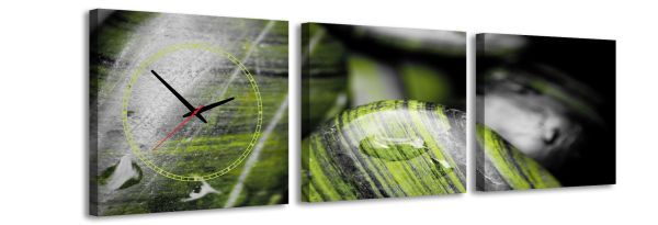 3-dielny obraz s hodinami, Natur, 35x105cm 