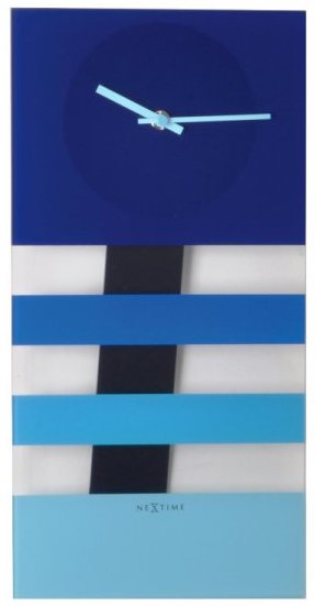 Bold Stripes kyvadlové nástenné hodiny Nextime modré 38x19cm 