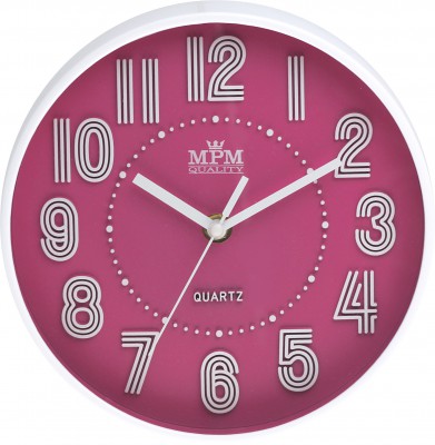 E-shop Detské nástenné hodiny MPM, 3228.23 - ružová, 20cm