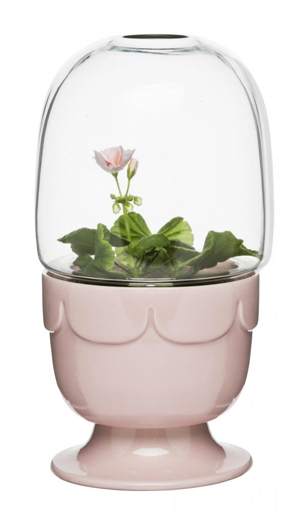 E-shop Kvetináč s poklopom SAGAFORM Greenhouse, ružový svetlý