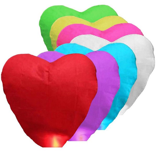 Lampióny šťastia 10 kusov mix farieb - tvar srdca