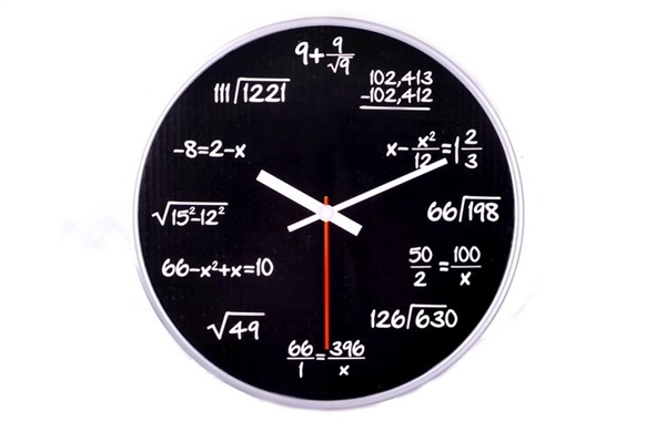 Matematické hodiny - čierne, 30cm 