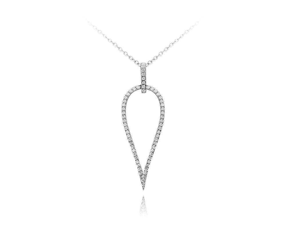 E-shop Minet Strieborný náhrdelník Kvapka s bielými zirkónmi