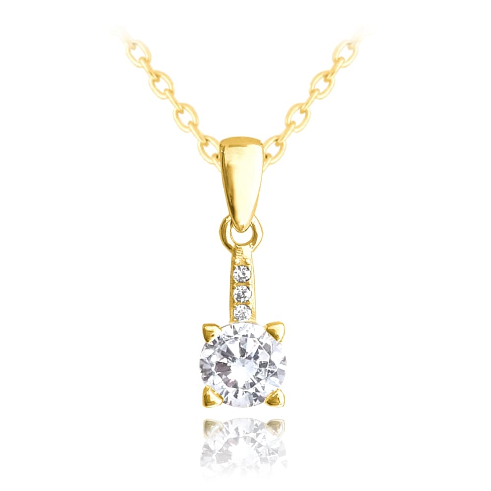 Pozlátený elegantný strieborný náhrdelník s bielym zirkónom, Minet JMAS0150GN45 