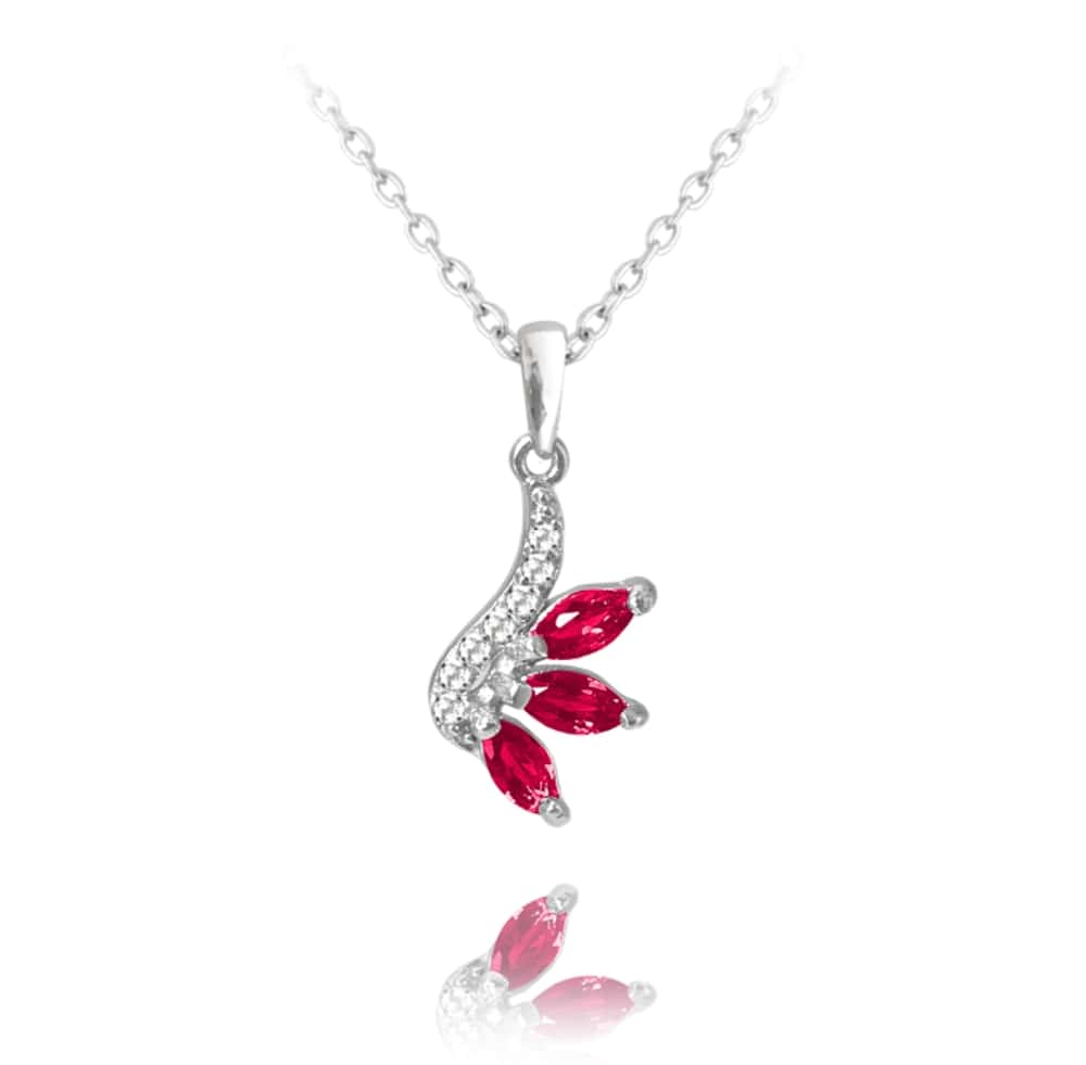 Luxusný rozkvitnutý strieborný náhrdelník Minet Flowers s červenými zirkónmi 