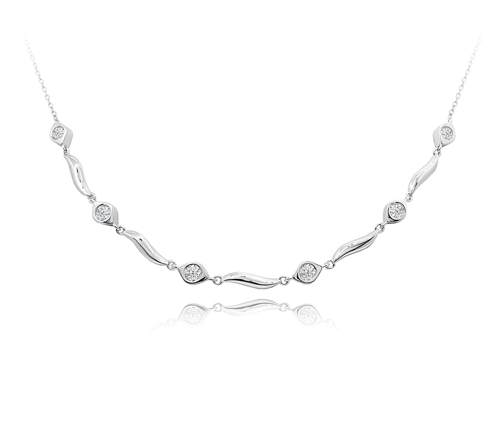 Minet Elegantný strieborný náhrdelník s bielými zirkónmi 