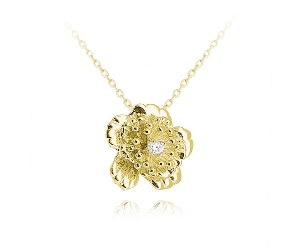 E-shop Pozlátený strieborný náhrdelník kvet so zirkónom Minet, JMAS0100GN45