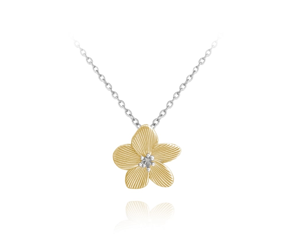 Rozkvitnutý pozlátený strieborný náhrdelník Minet Flowers 