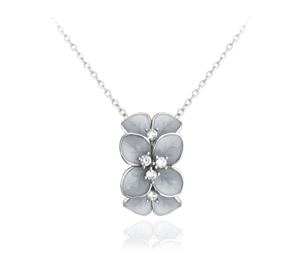 Rozkvitnutý strieborný náhrdelník Minet Flowers so zirkónmi 