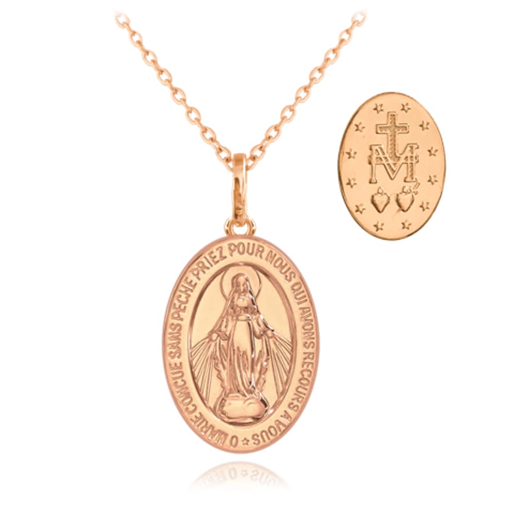Ružovozlatý strieborný náhrdelník zázračná medaila, Minet JMAS0115RN45 