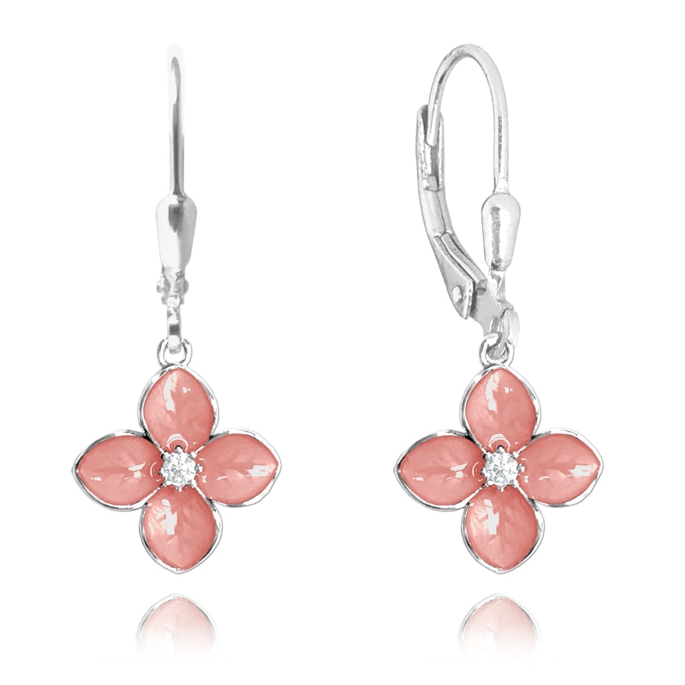 E-shop Ružové rozkvitnuté strieborné náušnice Minet Flowers so zirkónmi
