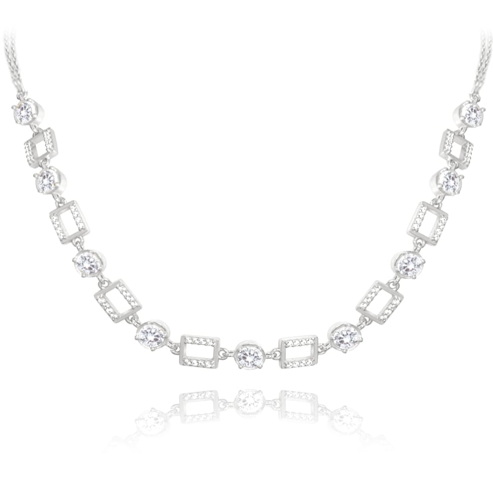 Strieborný náhrdelník cubes s bielymi zirkónmi, Minet JMAS0172SN42 