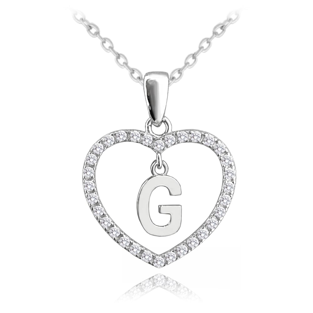 E-shop Strieborný náhrdelník písmeno v srdci &quot;G&quot; so zirkónmi Minet JMAS900GSN45