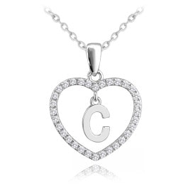 E-shop Strieborný náhrdelník písmeno v srdci &quot;C&quot; so zirkónmi Minet JMAS900CSN45