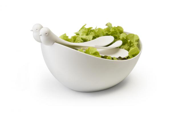 E-shop Misa s nástrojmi Qualy Sparrow Salad Bowl, biela-biela