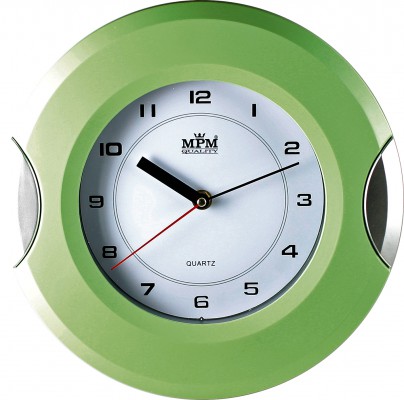 Nástenné hodiny MPM, 2506.4170 - zelená svetlá/strieborná, 27cm 