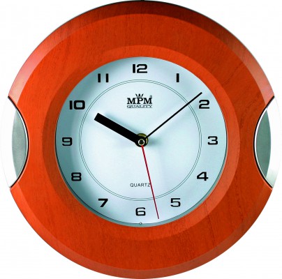 Nástenné hodiny MPM, 2506.5070 - hnedá/strieborná, 27cm 
