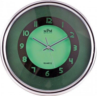 Nástenné hodiny MPM, 2522.4070 - zelená/strieborná, 31cm 