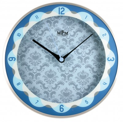 Nástenné hodiny MPM, 2525.7030 - strieborná/modrá, 30cm 