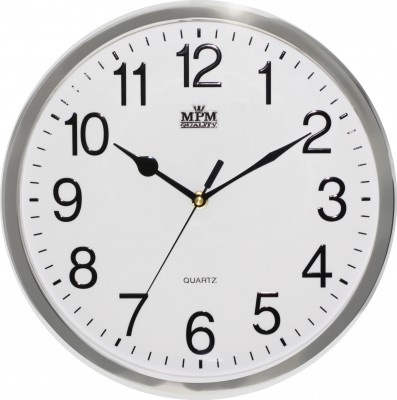 Nástenné hodiny MPM, 3169.71 - strieborná lesklá, 31cm 