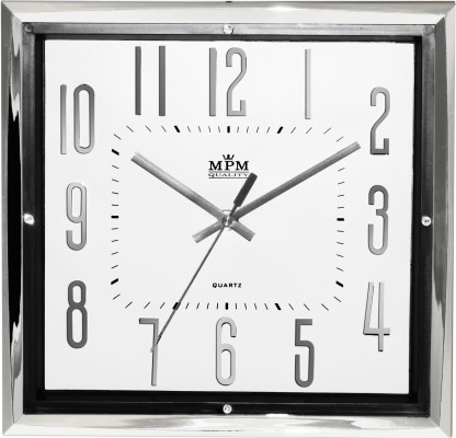 Nástenné hodiny MPM, 3172.7100 - strieborná lesklá/biela, 30cm 