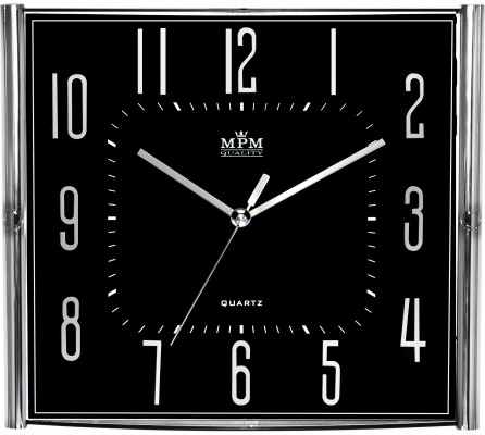 Nástenné hodiny MPM, 3175.7190 - strieborná lesklá/čierna, 33cm 