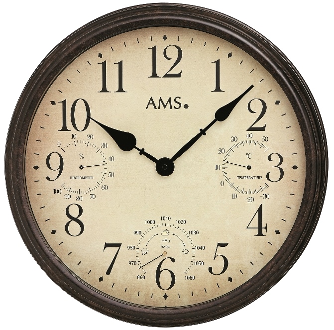 Nástenné hodiny 9463 AMS meteostanica 42cm 